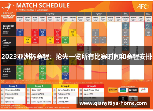 2023亚洲杯赛程：抢先一览所有比赛时间和赛程安排